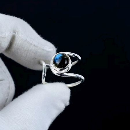 Labradorite 925 Sterling Silver Ring Handmade Boho Jewelry for Women