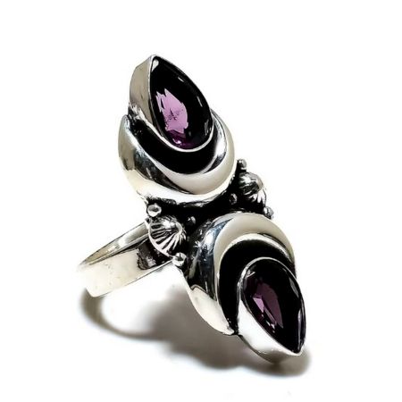 Amethyst Moon 925 Sterling Silver Ring Boho Jewelry