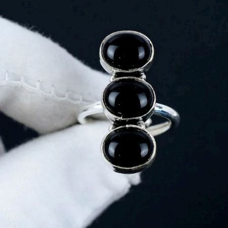 Black Onyx Ring 925 Sterling Silver Handmade Boho Jewelry