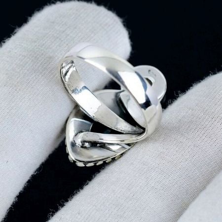 Larimar Moonstone Boho 925 Sterling Silver Ring Handmade Boho Jewelry