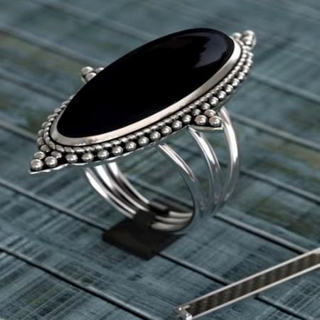 Boho Black Onyx Ring 925 Sterling Silver Handmade Gemstone Jewelry