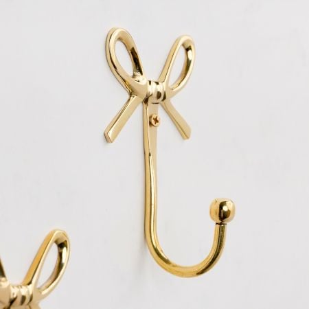 Elegant Bow Design Brass Wall Hook – Decorative & Functional Hanging Hook for Home Decor-Pack of 3