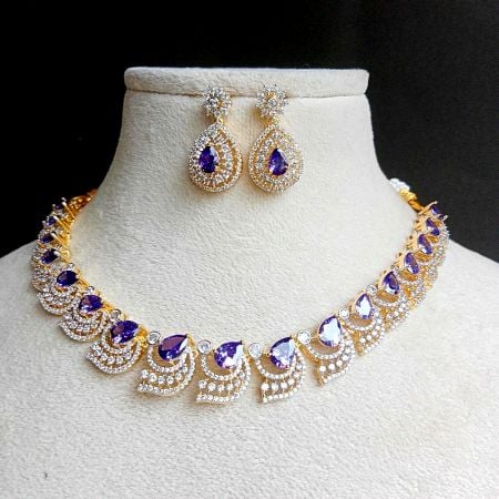 Sparkling Stone Embellished Fashion Jewellery Necklace Set