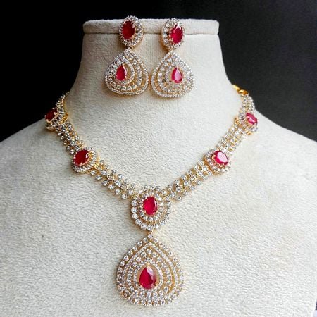 Handcrafted Luxe Rose Necklace Jewellery Set