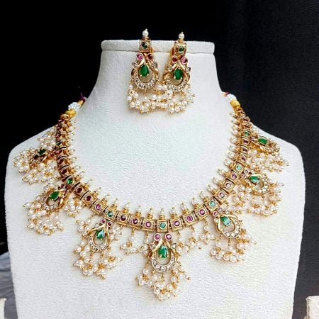 Handcrafted Beaded Silk Necklace Jewellery Set