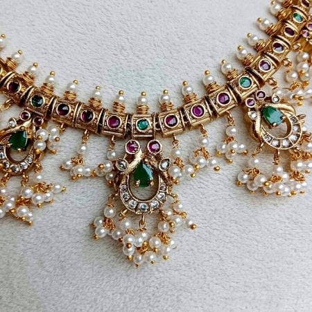 Handcrafted Beaded Silk Necklace Jewellery Set