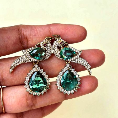 Handcrafted Ruby Thread Hoop Earrings Design