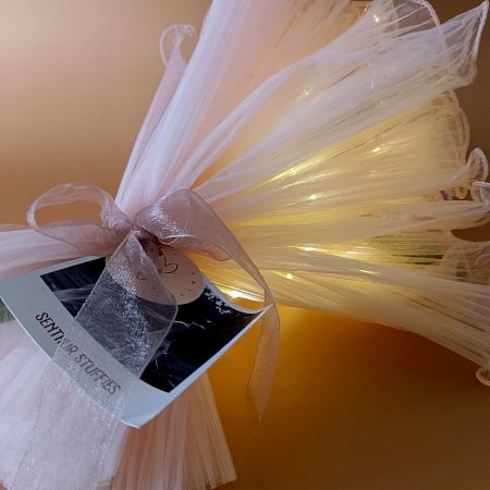 Peach and Coral Crochet Daisy Fan Bloom Tulle