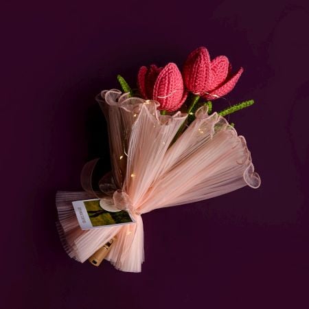 Charming Pink Crochet Blossoms With Frilly Tulle