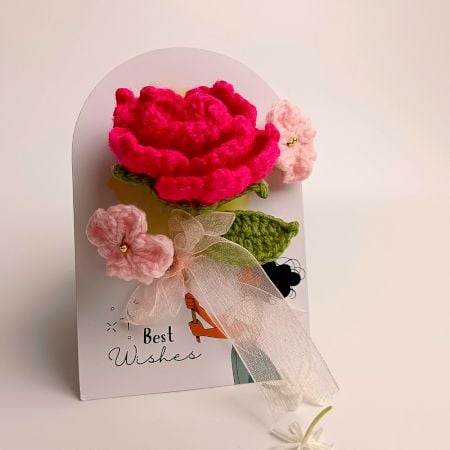 Vibrant Fuchsia Crochet Rose Blossoms Tulle