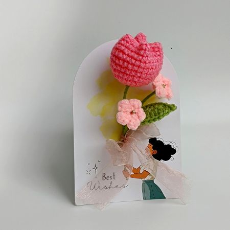 Pink Crochet Tulip Charming Frilly Tulle With Ivory Accent