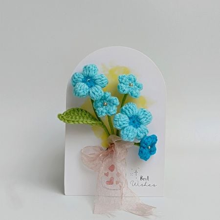 Gradient Blue Crochet Flowers Blossoms Tulle