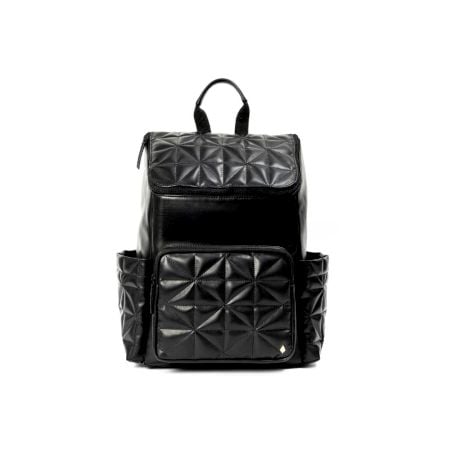 Quilted Black Vegan Leather Bagpack Artisanal Design