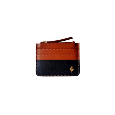 Sleek Navy Tan Cardholder With Refined Artistry