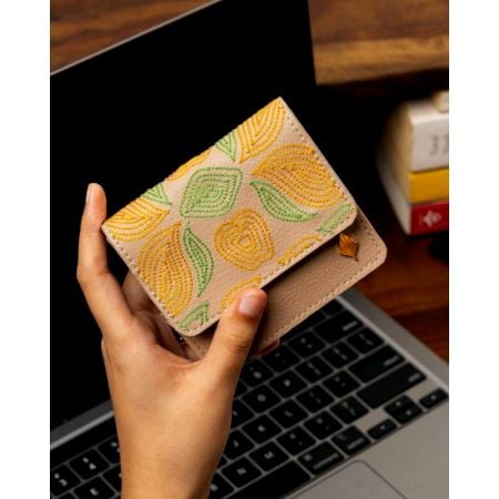 Vibrant Swirl Patterned Vegan Leather Cardholder