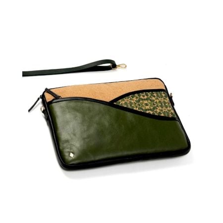 Sophisticated Green Vegan Leather Laptop Sleeve