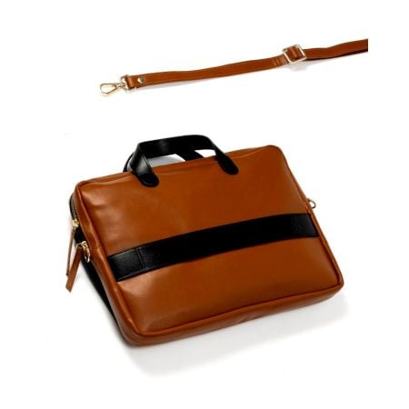 Structured Tan Beige Vegan Leather Laptop Sleeve