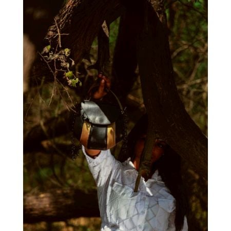 Dual Tone Black Tan Vegan Leather Sling