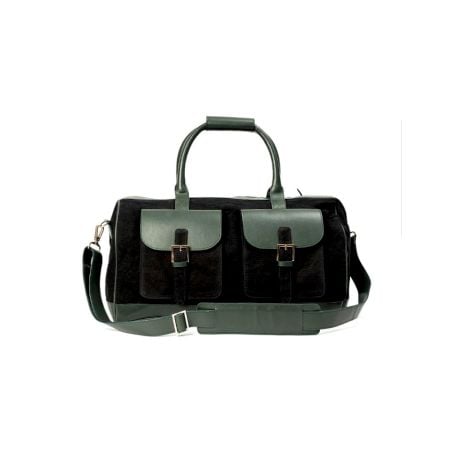Forest Green Satchel With Brown Vegan Leather Duffle Bag
