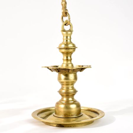 Traditional Brass Hanging Oil Lamp With Chain for Temple