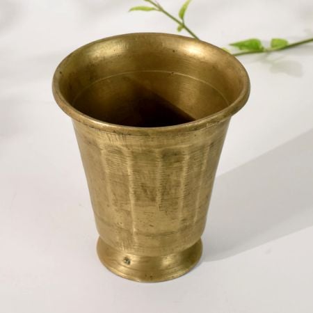 Vintage Brass Holy Water Glass Pot for Hindu Rituals