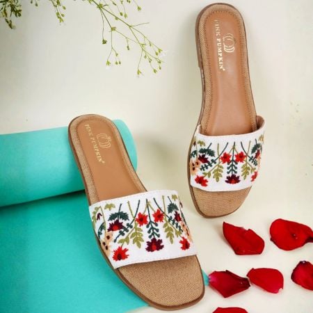 Colorful Canvas Slip with Floral Comfort Strap