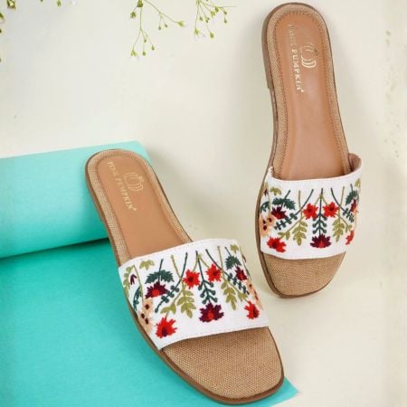 Colorful Canvas Slip with Floral Comfort Strap