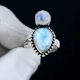 Larimar Moonstone Boho 925 Sterling Silver Ring Handmade Boho Jewelry