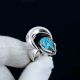 Blue Copper Turquoise Moon 925 Sterling Silver Ring Handmade Boho Jewelry