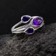 Three Amethyst 925 Sterling Silver Ring Handmade Boho Jewelry