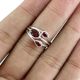 Three Red Garnet 925 Sterling Silver Ring Handmade Boho Jewelry