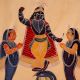 Lord Krishna Beautiful Pose Kalighat Paper Painting for Decoration