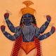 Hindu God in Turtle Mouth Majestic Kalighat Painting