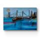 Handpainted City Harbor with Bridge and Sailing Boats