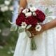 Deep Red Crochet Rose Corsage With Blossoms