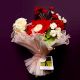 Scarlet Crochet Bouquet With Cream Floral Accents