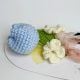 Light Blue Crochet Tulip Blossom Tulle With Ivory Accent