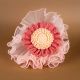 Wine Red Crochet Sunflower Wrapped In Peach Tulle