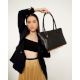 Minimalist Black Leather Tote With Sleek Curved Handles