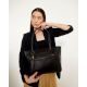 Minimalist Black Leather Tote With Sleek Curved Handles