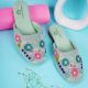 Handmade Soft Pastel Handmade Floral Mules for Women