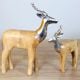 Wooden Metal Deer Sculpture Painted Natural Pair Of 2