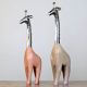 Rustic Giraffe Sculpture Pair Wood Metal Decor Pair Of 2