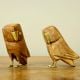 Handcarved Wooden Owl Figurines Sculpture Pair Of 2