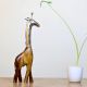 Handcrafted Mango Wood Giraffe Figurine Metal Decor