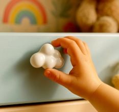 White Handmade Ceramic Cloud Shape Drawer Knob