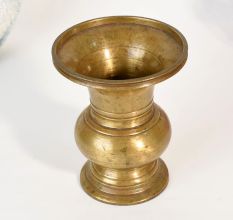 South Indian Vintage Handmade Brass Puja Pot for Flowers and Rituals