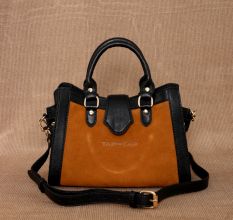 Hazel Charcoal Leather Handbag with Magnetic Loop