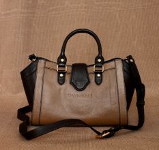 Cork Ganache Leather Handbag with Magnetic Loop