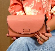 Blush Leather Wallet Magnetic Flap Dual Compartments